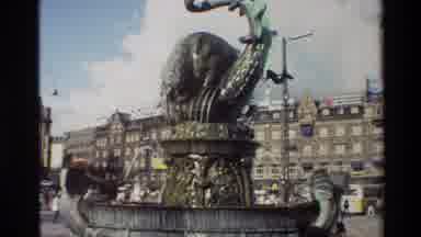 Denmark (1982): Fountain At A Square With A Big Building At Background
