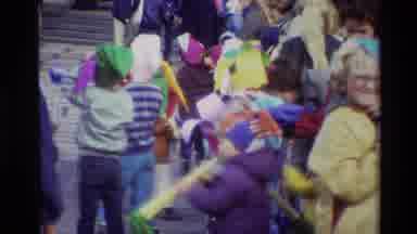 Denmark (1982): Boy Wearing Purple Coat Holds Yellow Object And View Of Brick