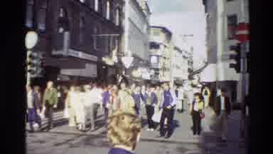 Denmark (1982): Crowd Of People Waiting To Cross The Railroad Tracks And Rush