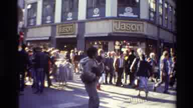 Denmark (1982): Large Crowd Wanders The Streets In A Stock Video