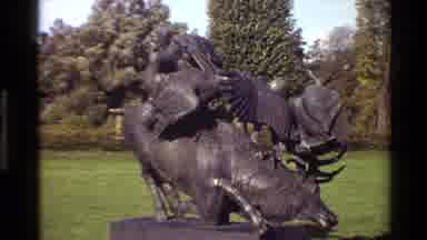 Denmark (1982): Statue Of Birds Attacking A Buck On A Peaceful Green