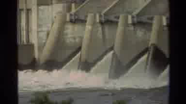 Sacramento California USA (1982): Large Dam With Ports Open Large Amount Of Water