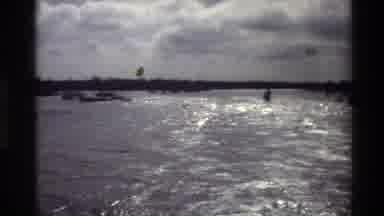 Sacramento California USA (1982): Boat Sails On The Agitated Sea On A Cloudy Day