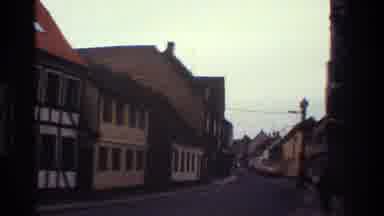 Denmark (1983): Empty Village Shopping Buildings At Dusk