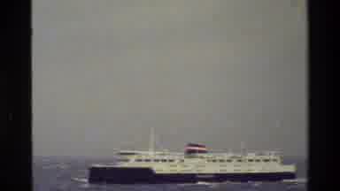 Denmark (1983): Footage Of A Large Vessel Afloat In The Pacific Ocean