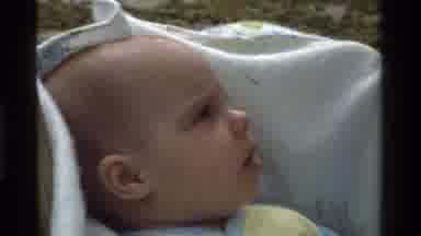 California USA (1975): Newborn Baby Coughing And Sticking Tongue Out