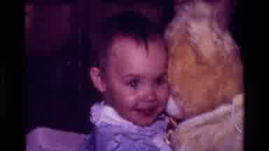 California USA (1977): Baby Teddy Bear Hug Happy Moments Family Childhood Cheerful