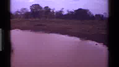 KENYA-1983: A Lake In The Wild Surrounded By Open Land With Foliage In The