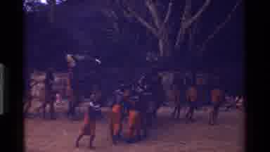 Kenya (1983): Children African Tribe March Orange Adults Ceremony Village Sticks
