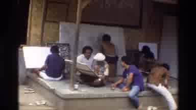 Singapore (1984): People Painting And A Man Showing Painting Hanging On A Wall