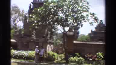 Singapore (1984): People In Ancient Courtyard With A Pyramid And Other Buildings