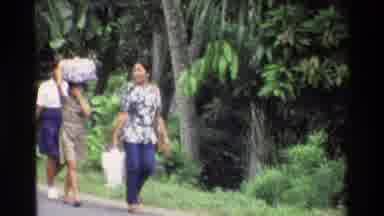 Singapore (1984): Some Asian Women Coming Back From Shopping And A Yellow Flower