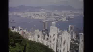 Hong Kong (1984): Hillside Aerial View Of Populated Urban Area And River With