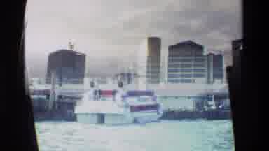 Hong Kong (1984): View From The Boat Window Showing The Dock And Mountains