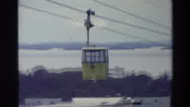 Thailand (1984): Empty Cable Car Working Traveling Away From City Center