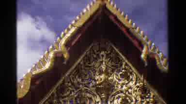 Thailand (1984): Facade Of A Religious Temple And A Golden Statue In A Facade