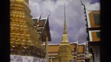 Thailand (1984): Close View Of Golden Asian Temple Roofs In Religious Complex