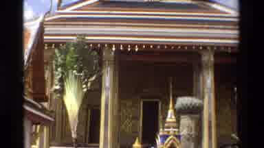 Thailand (1984): Uniquely Made Golden Palace In A City With People Walking By In A
