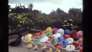 Thailand (1984): Sunny Day In A Beautiful Garden With A Lot Of Painted Umbrellas