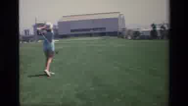 Laguna Hills California USA (1976): The Lady Is Playing Hockey In The Garden
