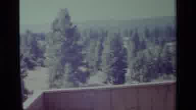 Big Bear California USA (1977): Panorama Of Trees And Countryside From External