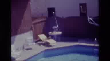 Big Bear California USA (1977): House Pool Roof Floor Concrete Yard Fence Sky