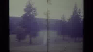 Big Bear California USA (1977): Train Zooming Quickly Green Forest Grass Isolated