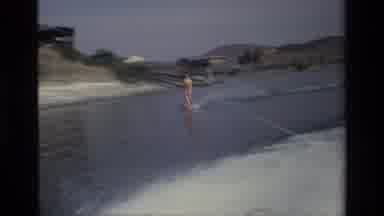 Canyon Lake California USA (1977): Lake River Water Skiing Boat Summer Maneuvering