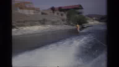 Canyon Lake California USA (1977): Water Skiing Behind A Boat In The Lake During