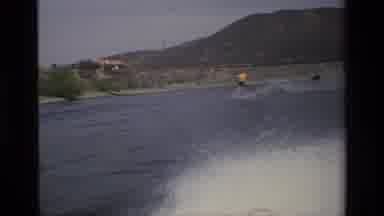 Canyon Lake California USA (1977): Camera Films From Back Of Boat To Capture View