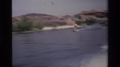 Canyon Lake California USA (1977): Footage Of Person Water Skiing While Being