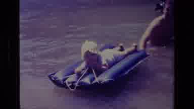 Canyon Lake California USA (1978): Baby In Water Walkway Inflatable Floating Mat