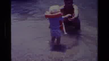 Canyon Lake California USA (1978): Dad Plays And Throws Small Child In A River