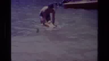 Canyon Lake California USA (1978): Father With Child In A Lake Wearing A Life
