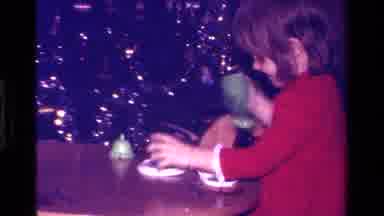 California USA (1979): Little Girl Playing Tea Time With Her Tea Set On The Table