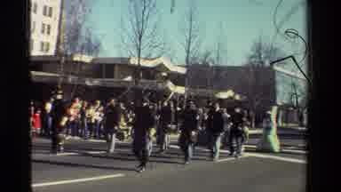 California USA-1981: Soldiers March Down The Avenue In A Warm Holiday Parade
