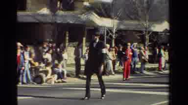 California USA-1981: A Parade That Included A Man Dressed As Abe Lincoln And A Marching Band