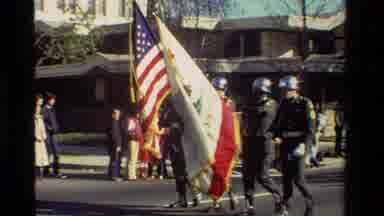 California USA (1981): Parade With Military Lead Color Guards And Antique Car Not