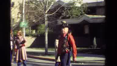 California USA (1981): Civil War Reenactors Fire Guns In Downtown Street As Crowd