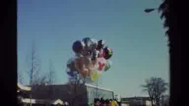 California USA (1981): Balloons Sky Parade Men Boys People Guns Smoke Cowboys
