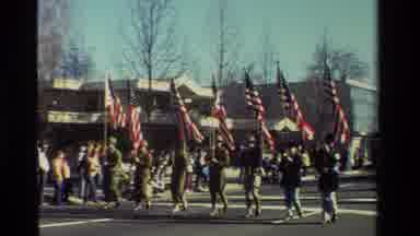 California USA (1981): Vintage Drum And Bugle Corp Parading On Veteran's Day With
