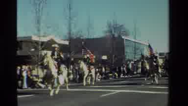 California USA (1981): Horses Riding In A Parade With United States Of America