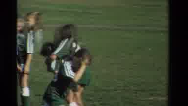 California USA (1981): Child Soccer Game With Little Girl With Ponytail Playing