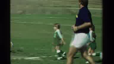 California USA (1981): The Little Girls Are Playing In The Football In The Ground
