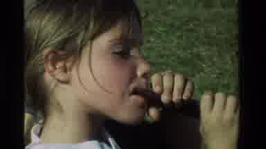 California USA (1981): Girl Drinking A Drink During A Sport Game With Teammates