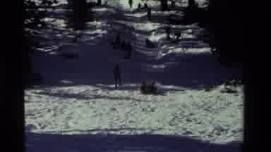 California USA (1981): Showing People Play On Snow And Have Fun Together