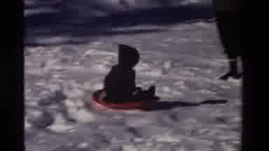 California USA (1981): Family Snow Sleigh While Snowy Jackets Cold Or Warm