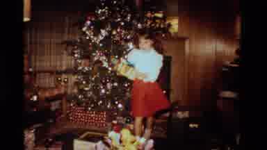 California USA (1984): Girl In A White Blouse And Red Skirt Running To Deliver Two