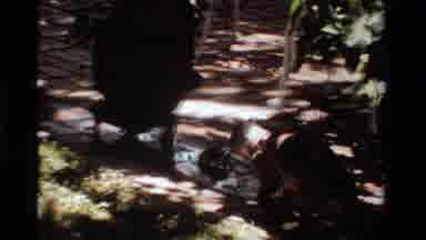 California USA (1984): Cat Following Rodent Walking Ground Outdoors Playing