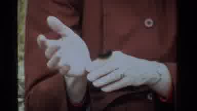 California USA (1984): Fuzzy Worm Crawling Over A Mans Hand Outside In A Yard